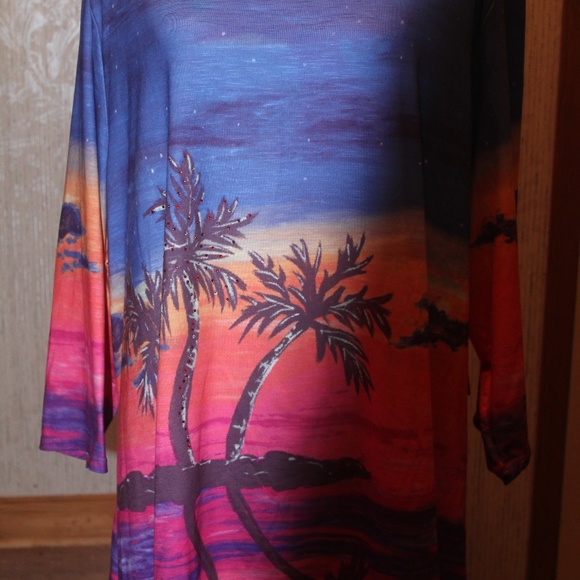 Soft tee Shirt, Fla Palms & Sunset,  3X,  New, - Picture 2 of 3